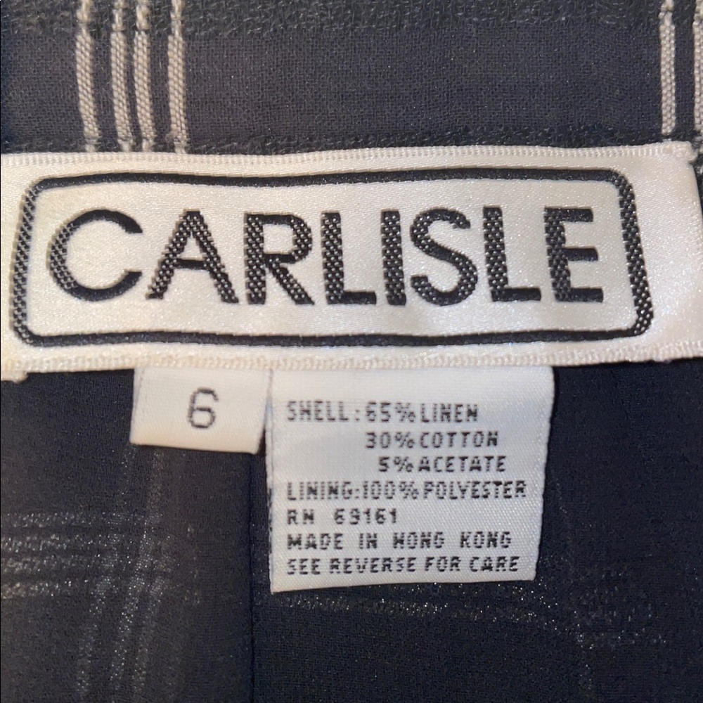 Vintage Carlisle Black & White Linen/Cotton blend mini wrap skirt. Lined. Size 6 - Picture 2 of 8